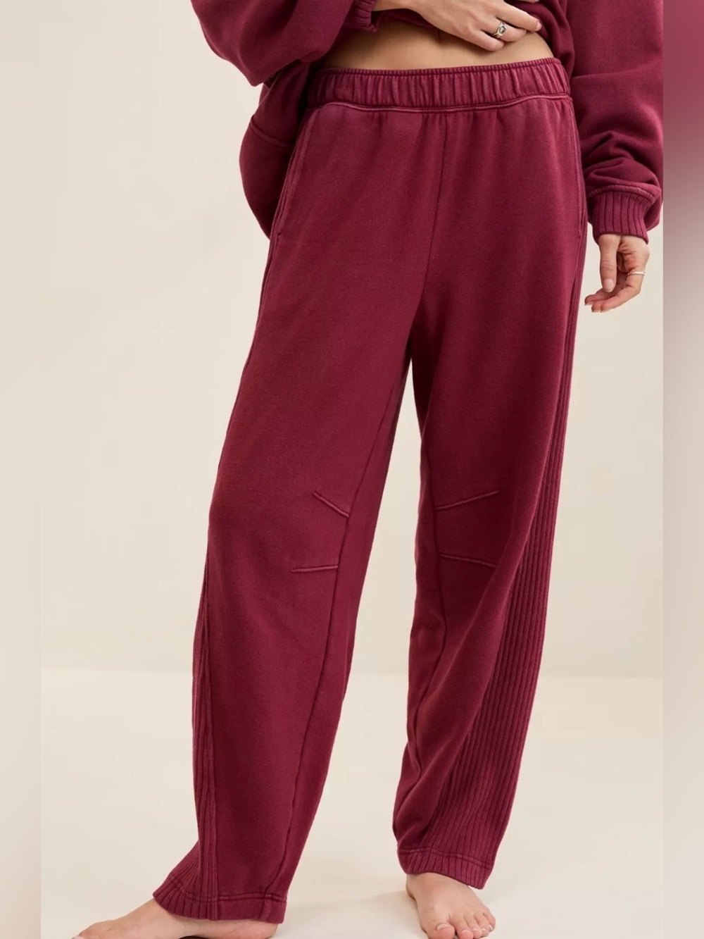 Aerie Oh Snap! Barrel Sweatpants -Maroon Jogger Pants